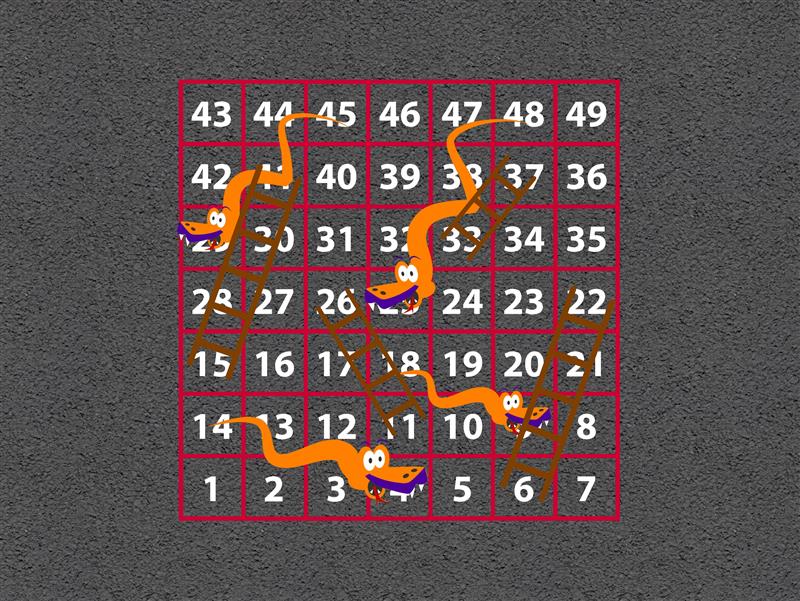Technical render of a 1-49 Snakes and Ladders (Outline)
